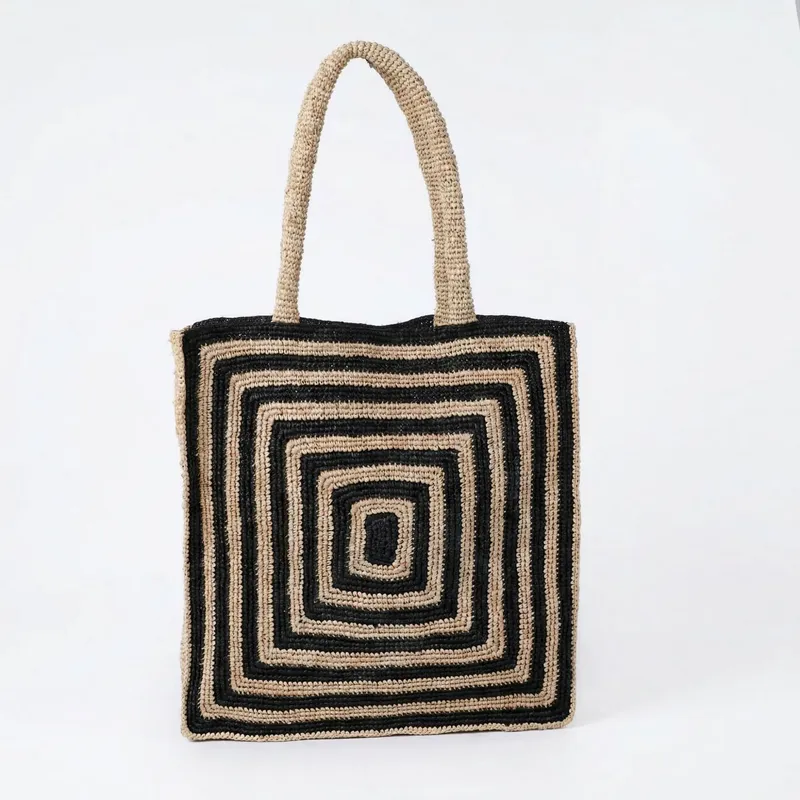 Women'S Vacation Accessories - Striped raffia woven straw bag luxury