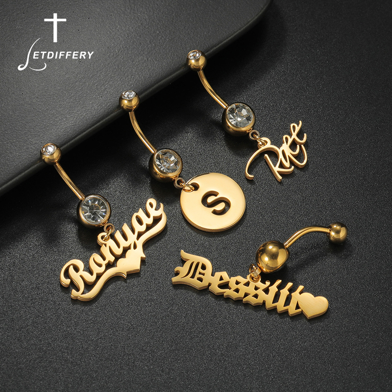 Women Accessories Name - Letdiffery Custom Name Belly Button Rings