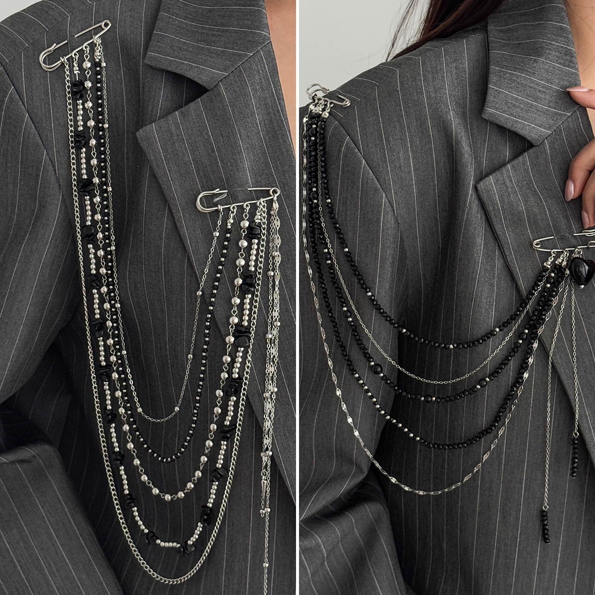 Punk Hip Hop Long Crystal Broo – Women Accessories Trendy recenzja i cena