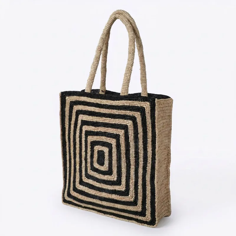 Striped raffia woven straw bag – Women'S Vacation Accessories recenzja i cena