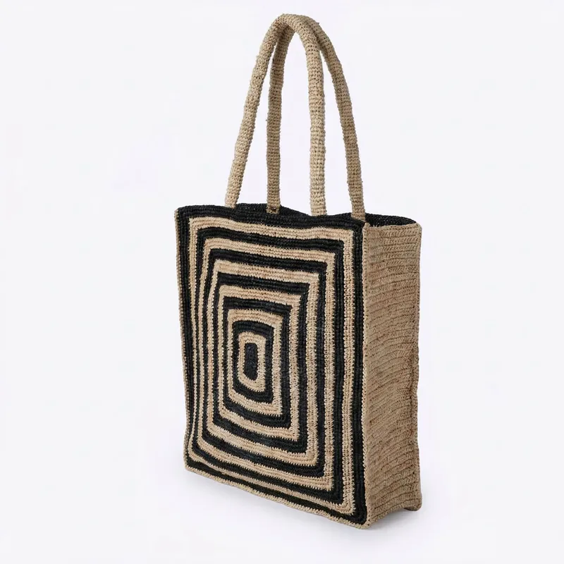 Striped raffia woven straw bag – Women'S Vacation Accessories recenzja i cena