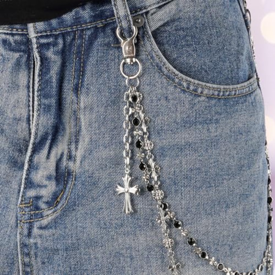 Cross Y2K Vintage Style Trouse – Women'S Jeans Accessories Chain recenzja i cena