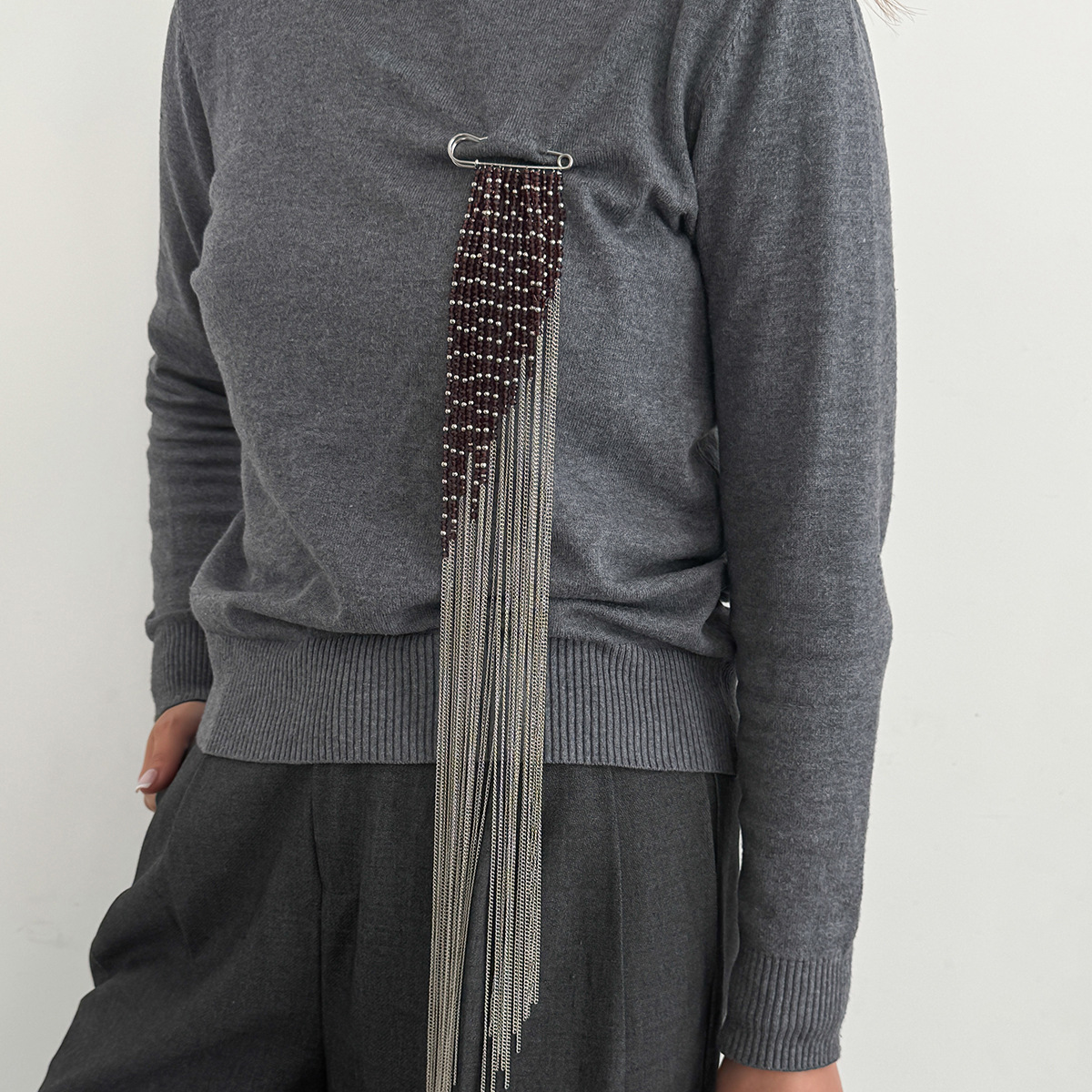 Silver Color Tassel Chain Broo – Women Accessories Trendy recenzja i cena