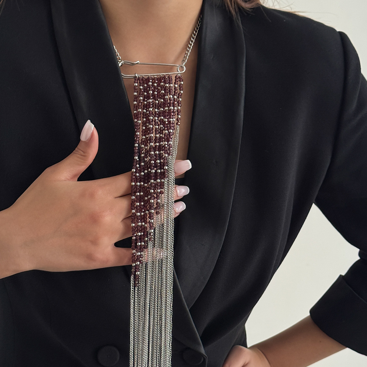 Silver Color Tassel Chain Broo – Women Accessories Trendy recenzja i cena