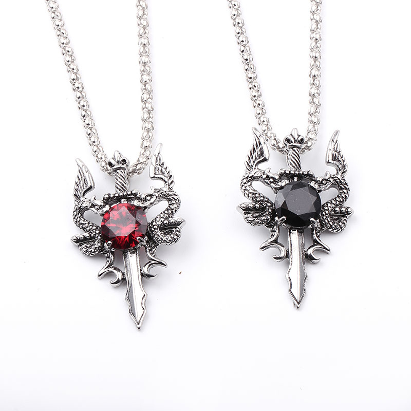 Double Dragon Black Gem Cross  – Women Accessories Trendy recenzja i cena