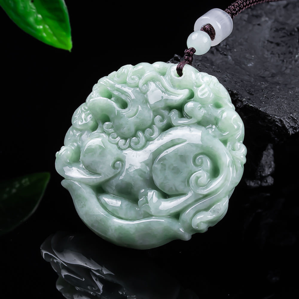 Natural Myanmar Jadeite Pixiu  – Women Accessories To Gift recenzja i cena